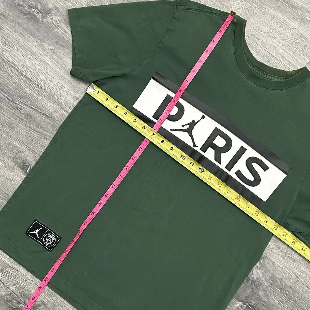 Jordan x PSG Wordmark T-Shirt Noble Green Mens L Block Logo Tee DB6510-333